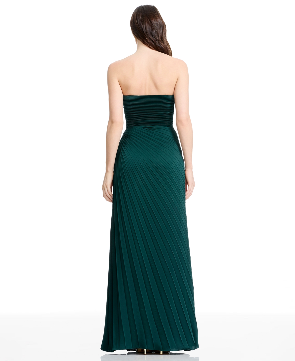 Dress The Population Women's Kinley Strapless Pleated A-line Maxi Dress In Green