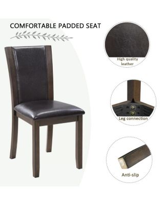 5-Piece Dining Table Set with 4 PU Leather Chairs, 34.5'' Wood Square Table for Small Space, Farmhouse Kitchen or Dining Room