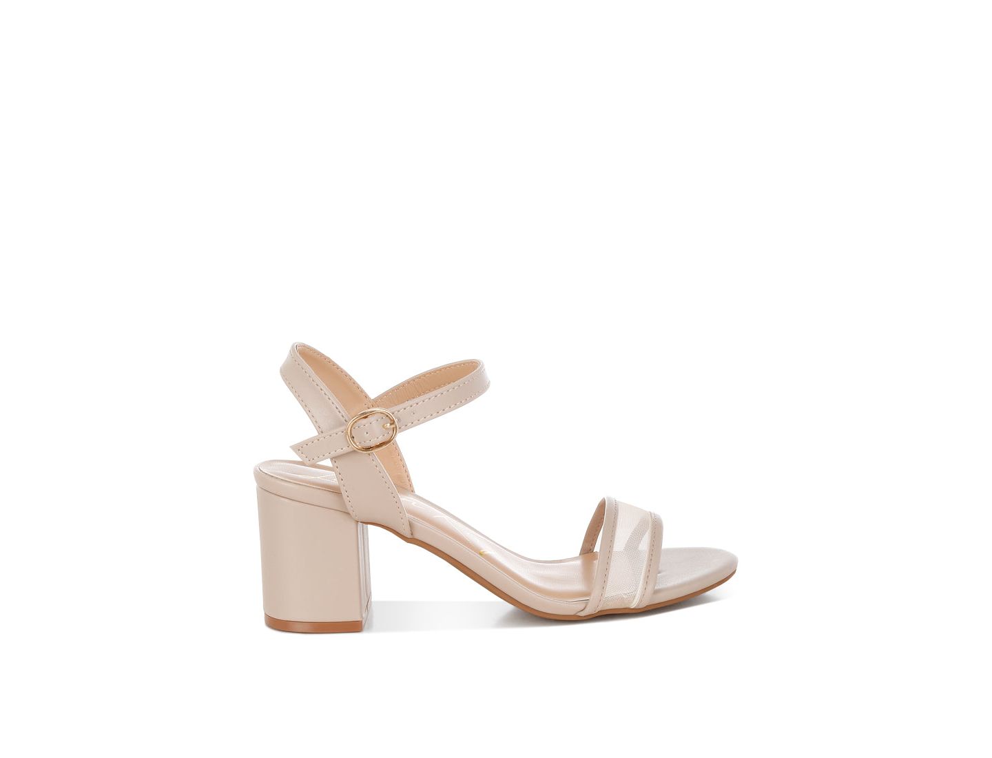 Женские туфли London Rag Orpina Mesh Pin Buckle Block Heels, цвет: Бежевый сетчатый — фото 4