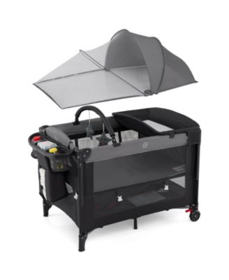 Baby Bassinet Bedside Crib with Changing Table Mattress Detachable Canopy Basket