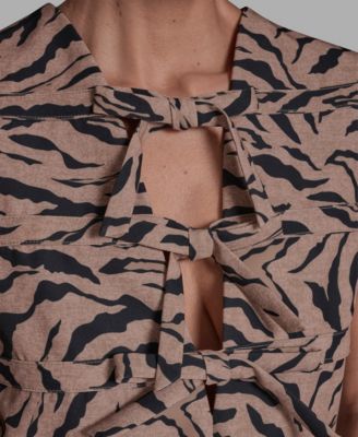 Women's Zebra Print Bistretch Bow Shift Dress