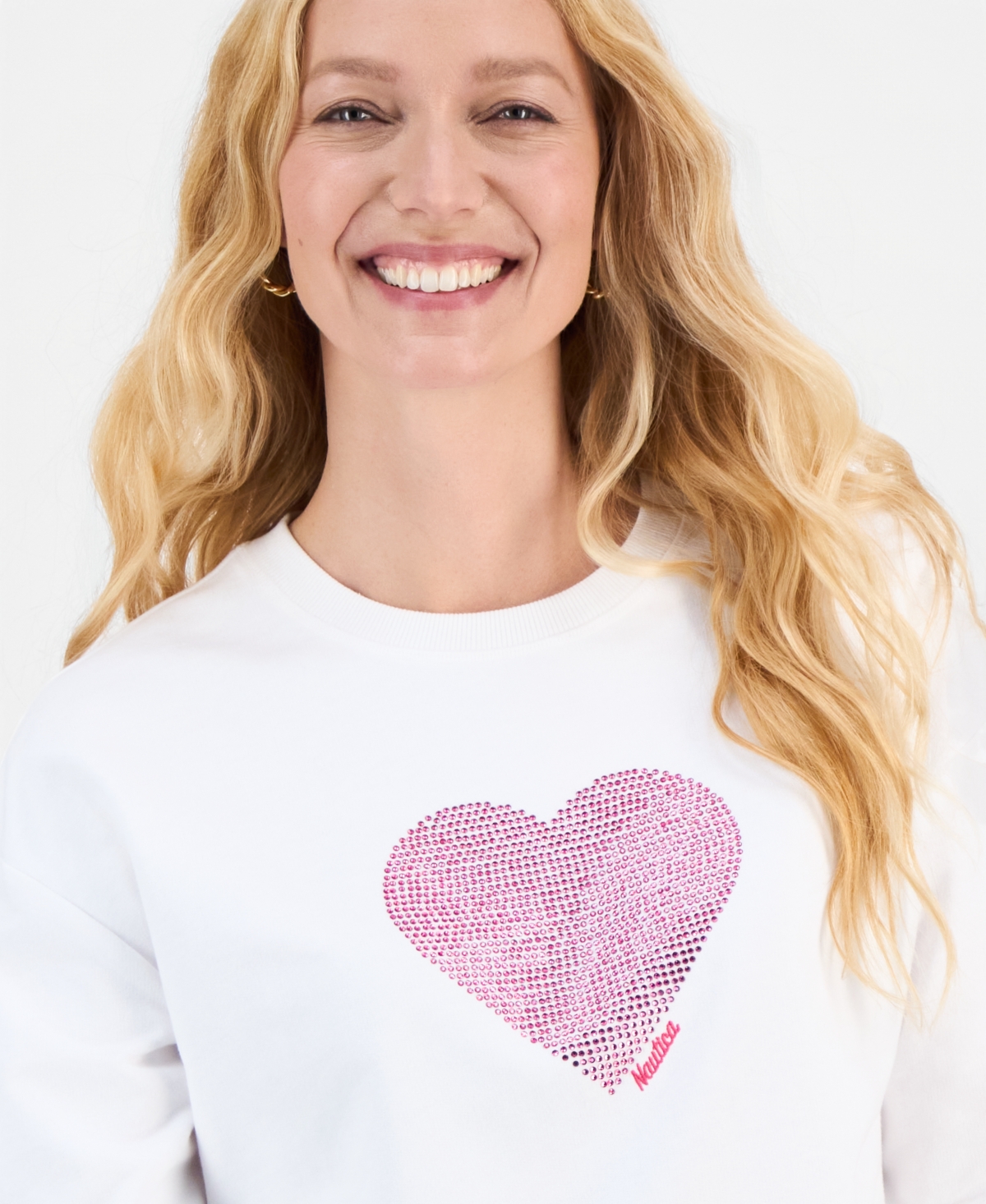 Nautica Jeans Women's Embellished Heart Graphic Sweatshirt
