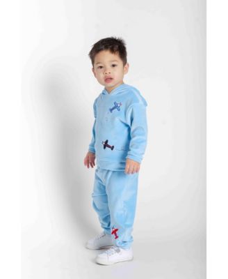 Toddler Boys Velour Jogger Pants With Airplane
