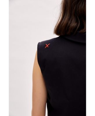 Women's Cotton-Blend Cropped Woven Vest