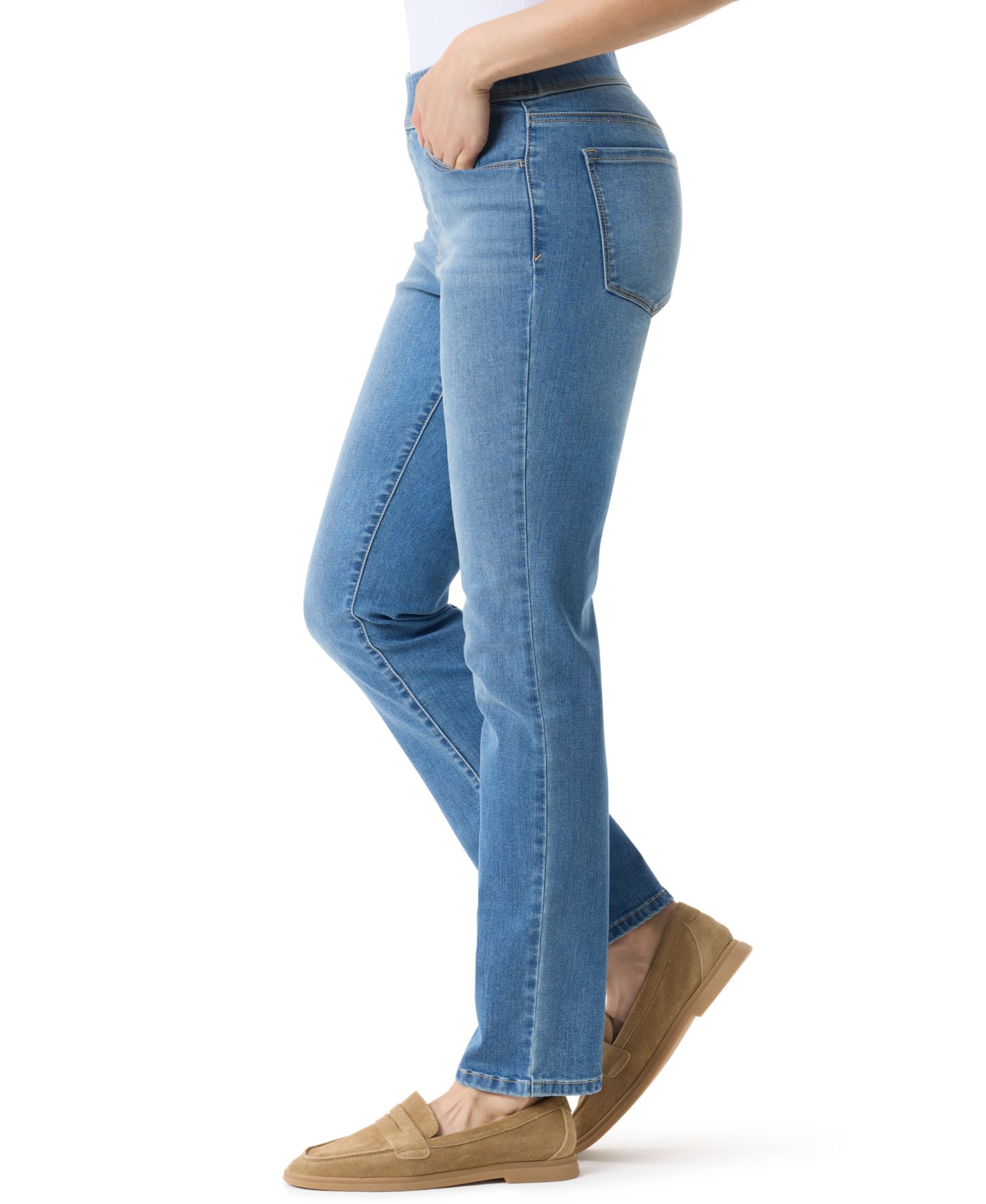 Женские джинсы Gloria Vanderbilt Amanda High-Rise Straight Pull-On, цвет: Autry — фото 2