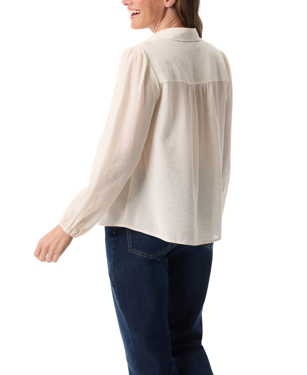 Gloria Vanderbilt Women's Carmen Long-sleeve Woven Top In White