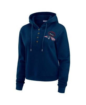 Women's Navy New England Patriots Waffle Hoodie Pullover Top