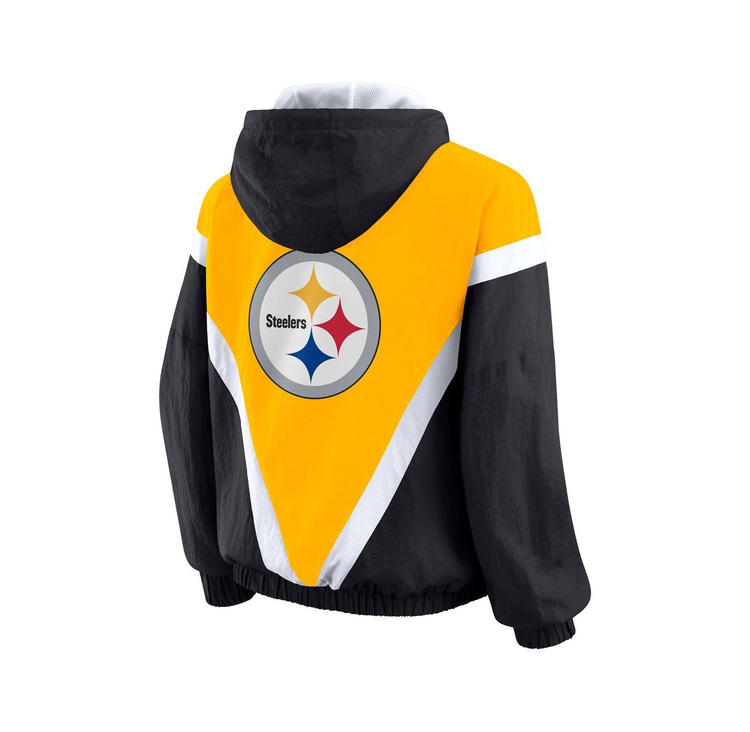 Women's Gold/Black Pittsburgh Steelers Retro Crinkle Full-Zip Hoodie Windbreaker