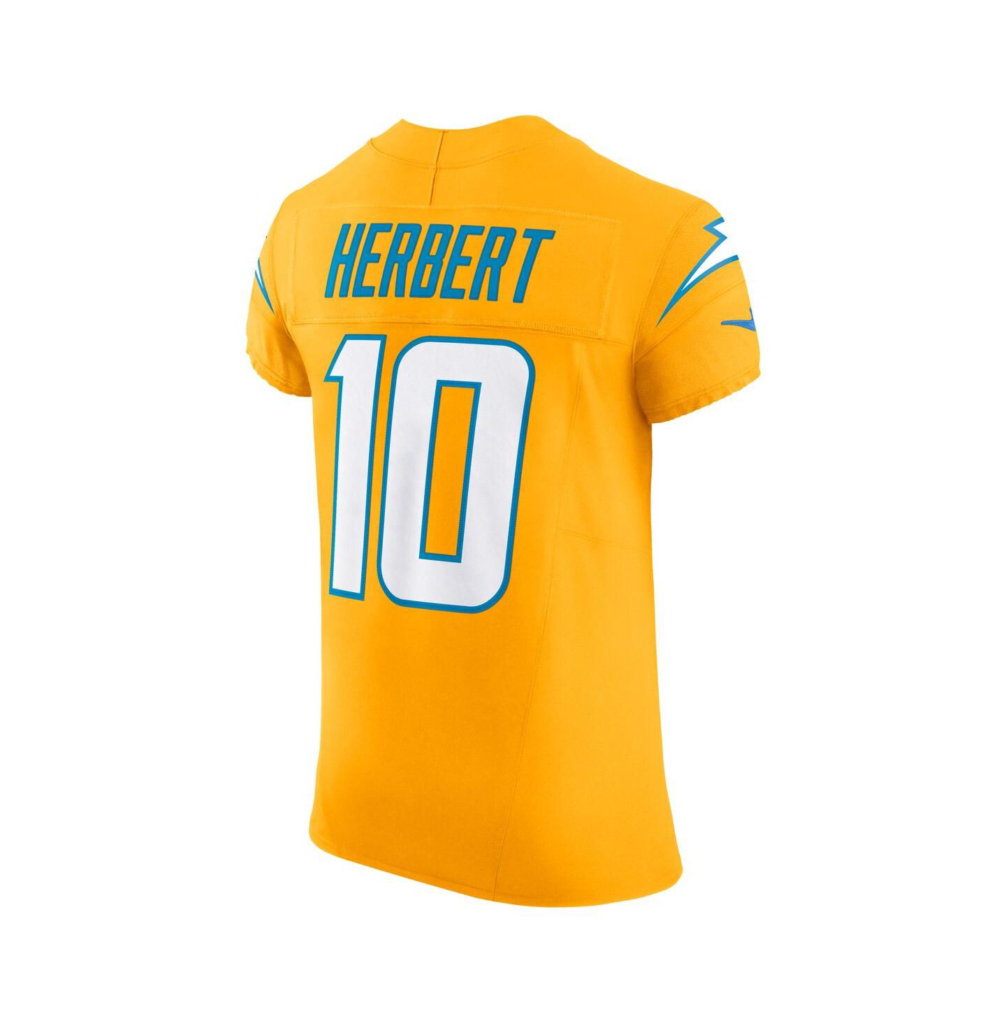 Мужской топ Nike Justin Herbert Gold Los Angeles Chargers Alternate Charger Power Vapor F.U.S.E. Elite Jersey — фото 3