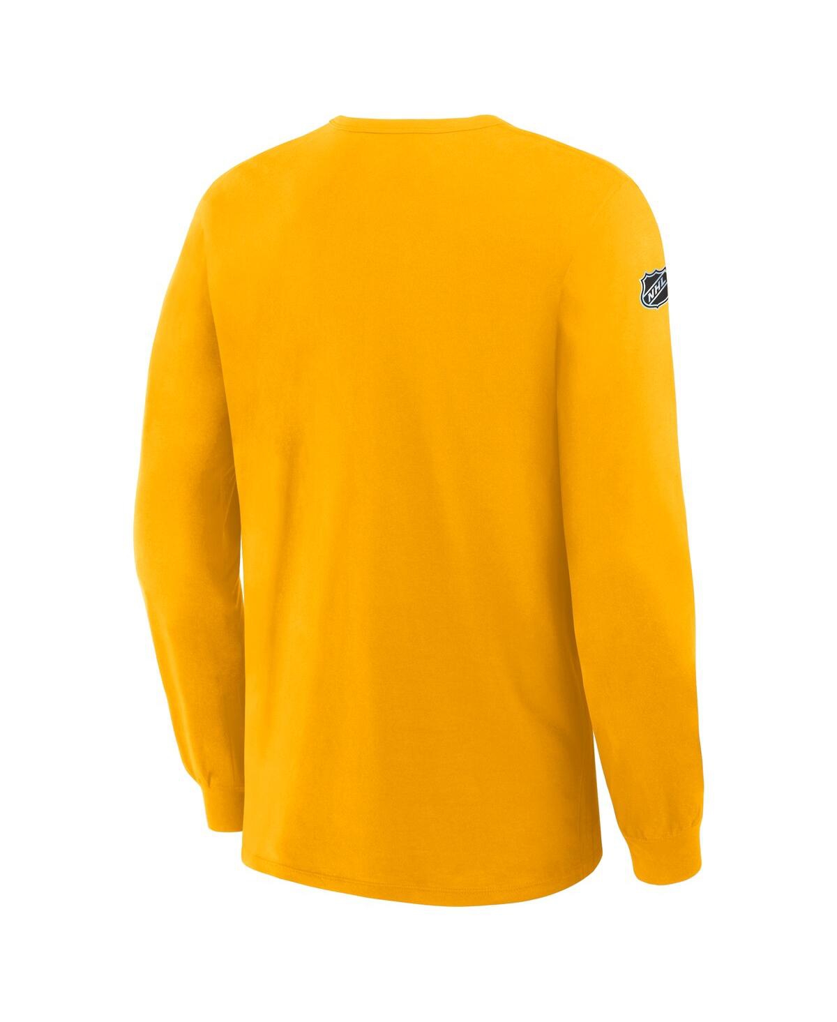 Fanatics Men's Gold Boston Bruins Authentic Pro Property Of Practice Long Sleeve T-shirt In Yellow