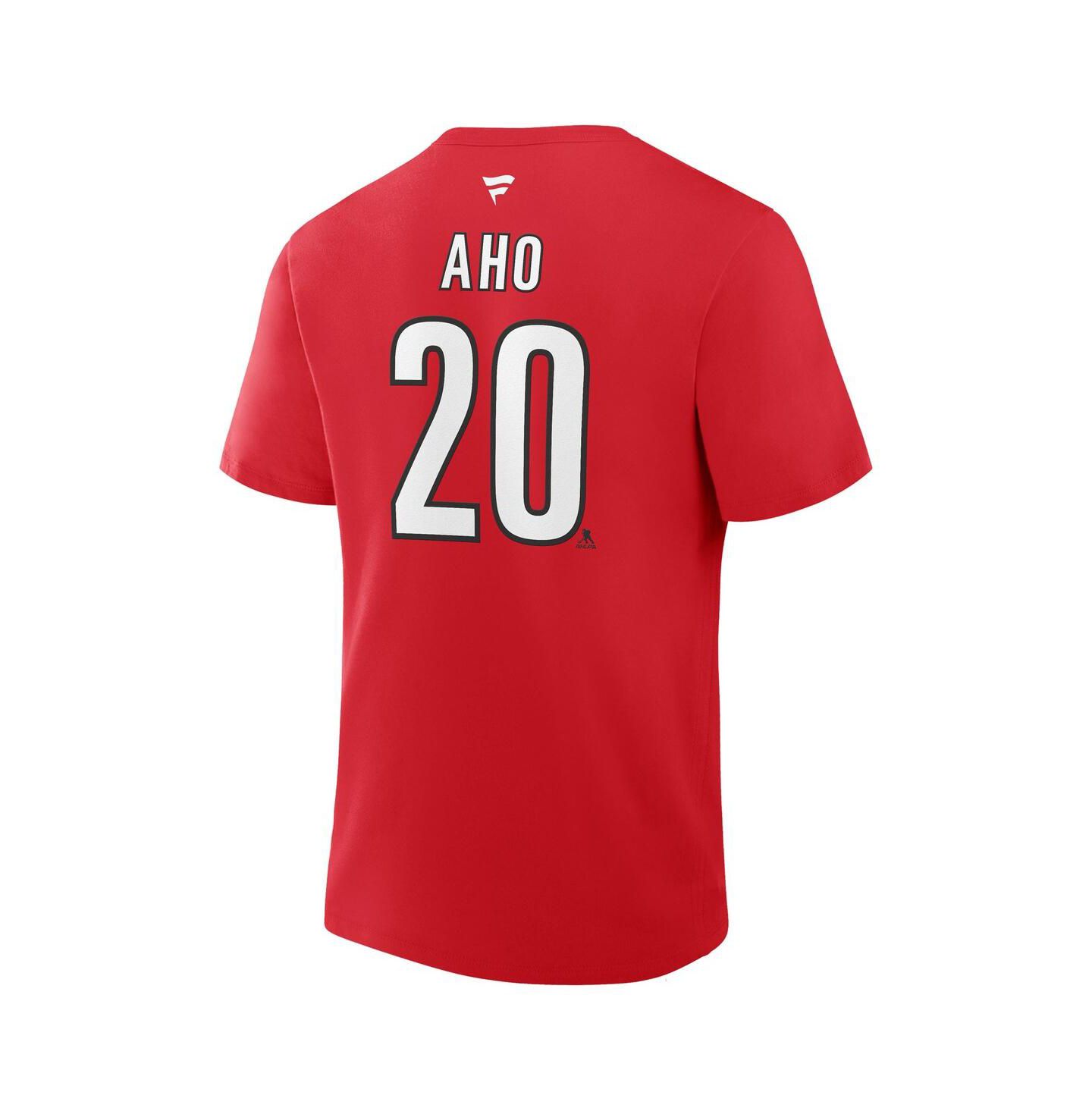 Мужская футболка Fanatics Sebastian Aho Red Carolina Hurricanes Authentic Stack Name & Number — фото 3