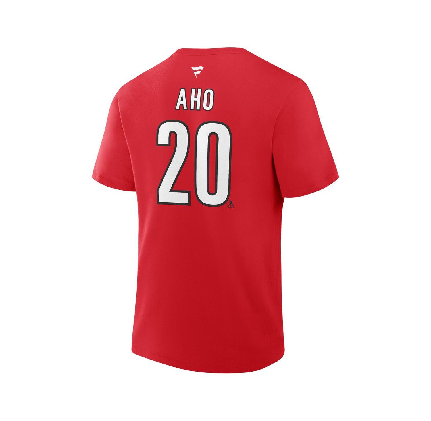 Men's Sebastian Aho Red Carolina Hurricanes Authentic Stack Name & Number T-Shirt