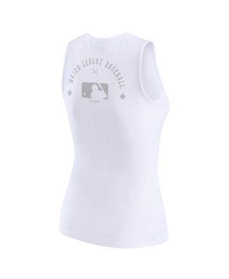 Women's White MLB Rib-Knit Henley Tank Top