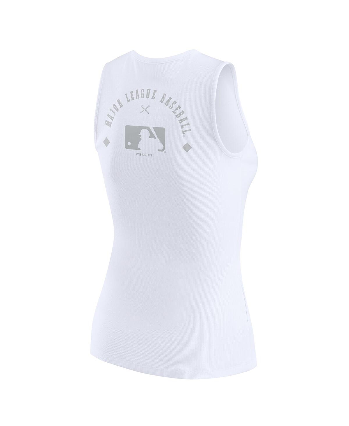 Wear by Erin Andrews Women's White Mlb Rib-Knit Henley Tank Top