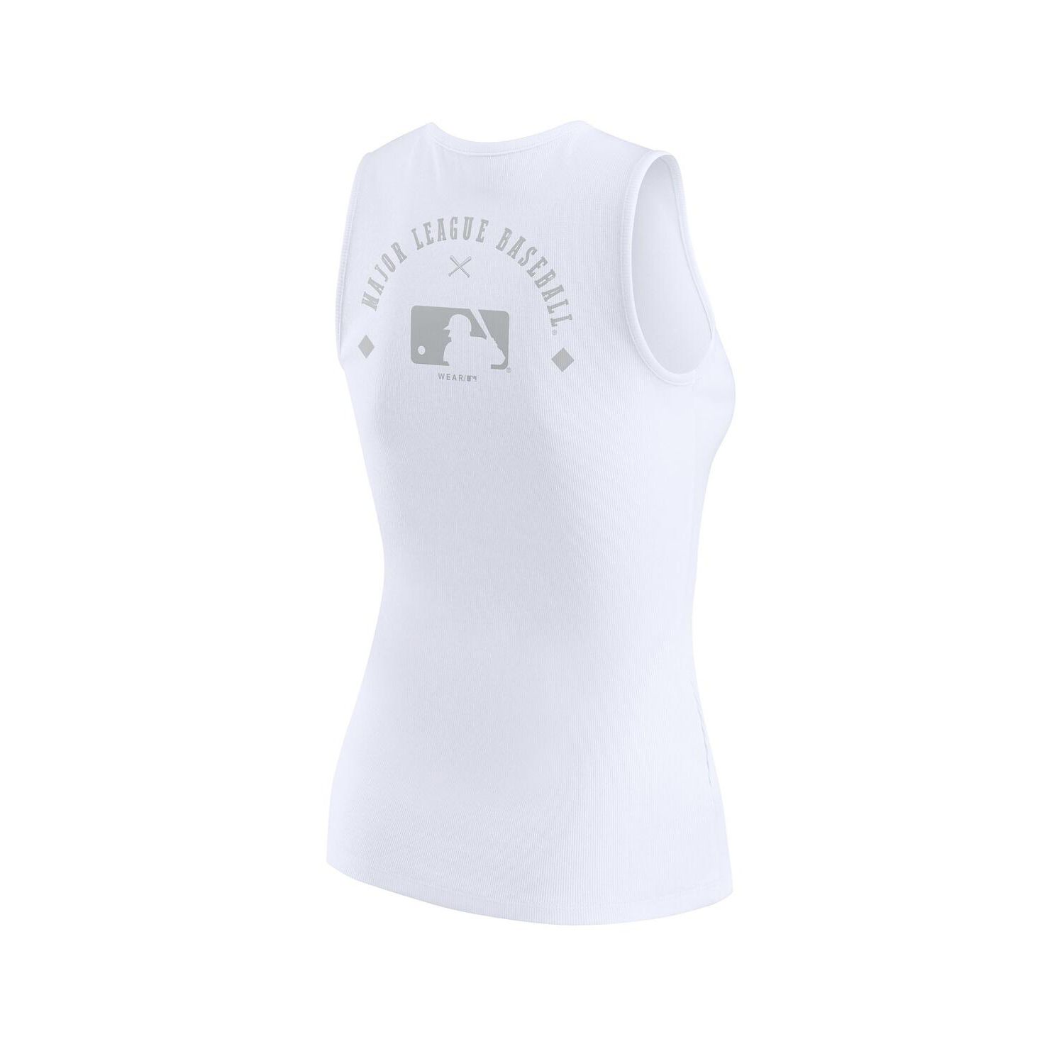 Women's White MLB Rib-Knit Henley Tank Top
