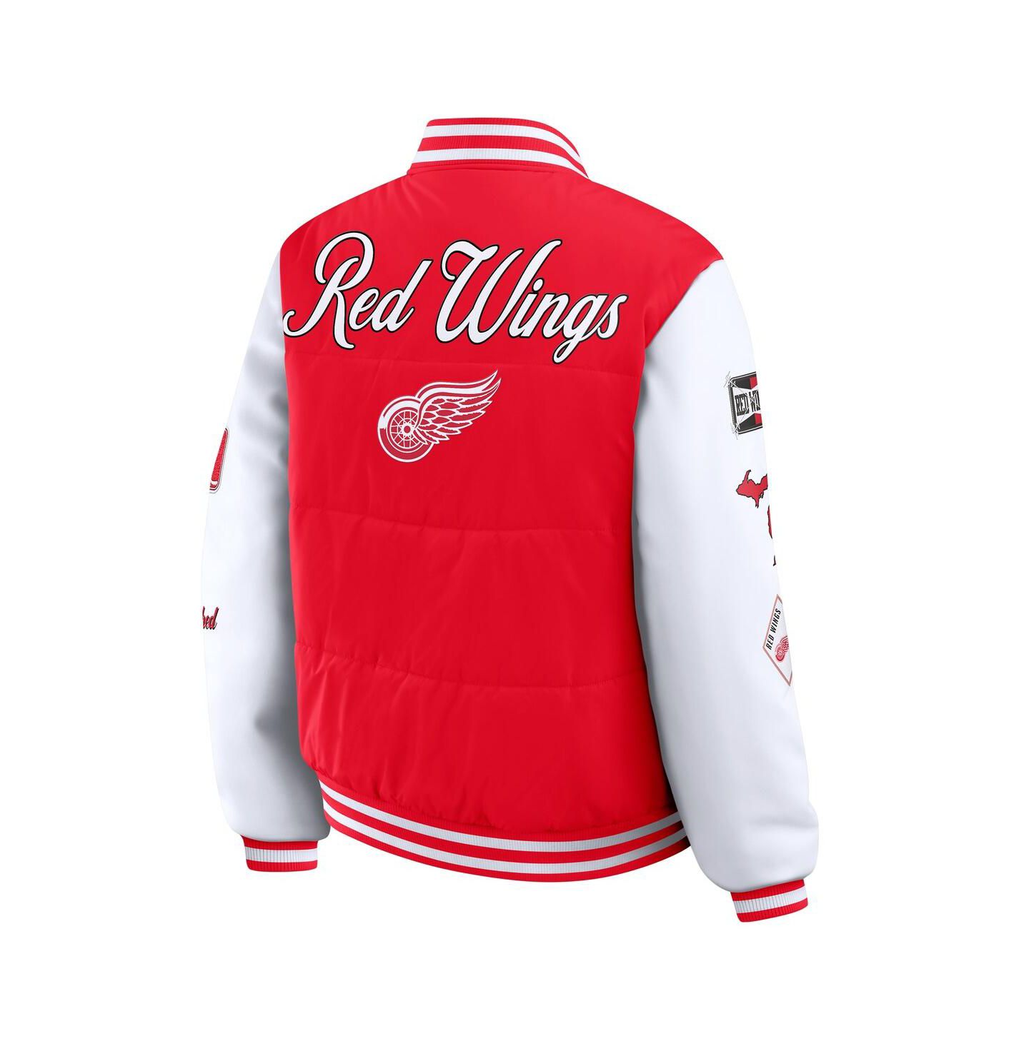 Женская куртка WEAR by Erin Andrews Red/White Detroit Red Wings Varsity Full-Snap Puffer — фото 3