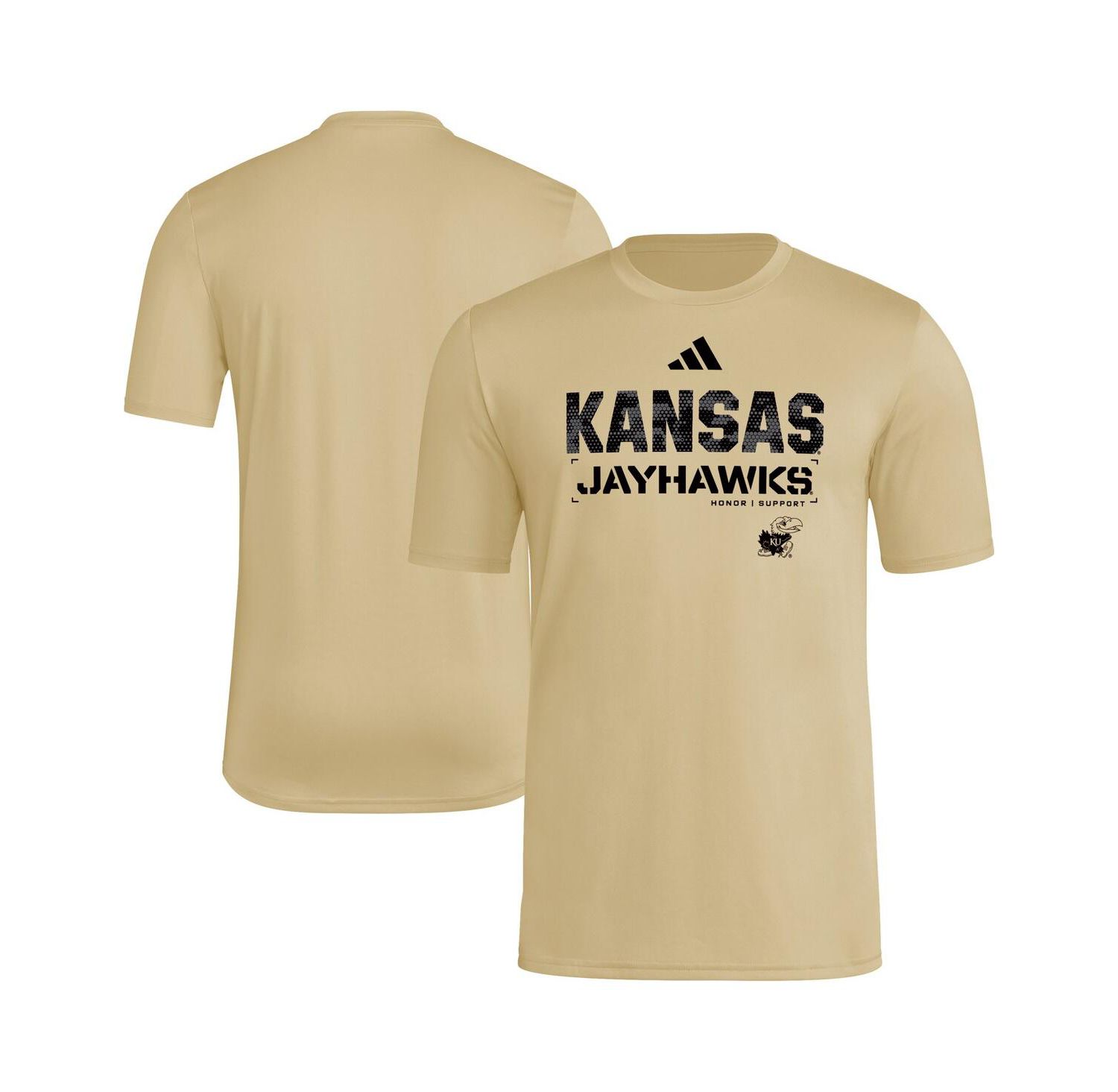 Men's Natural Kansas Jayhawks 2025 Military Appreciation Pre-Game AEROREADY T-Shirt