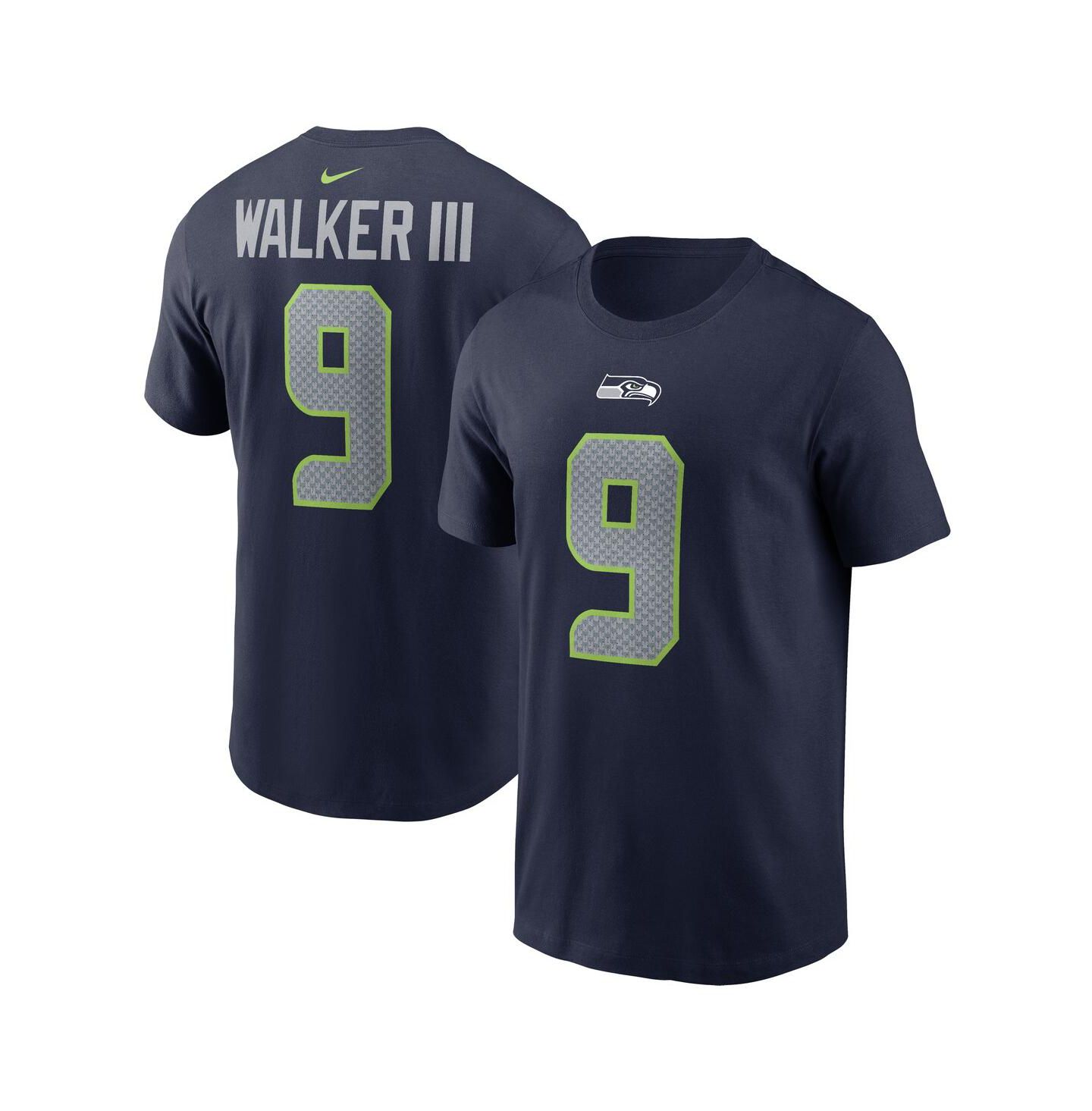 Мужская футболка Nike Kenneth Walker III College Navy Seattle Seahawks Player Name & Number — фото 1