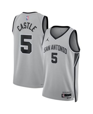 Jordan - Men's and Women's Stephon Castle Silver San Antonio Spurs Swingman Jersey