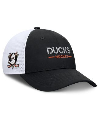 Fanatics - Men's Black/White Anaheim Ducks Authentic Pro Rink Lockup Adjustable Trucker Hat