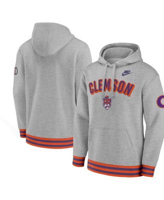 Nike - Men's Heather Gray Clemson Tigers Legacy Retro Pullover Hoodie