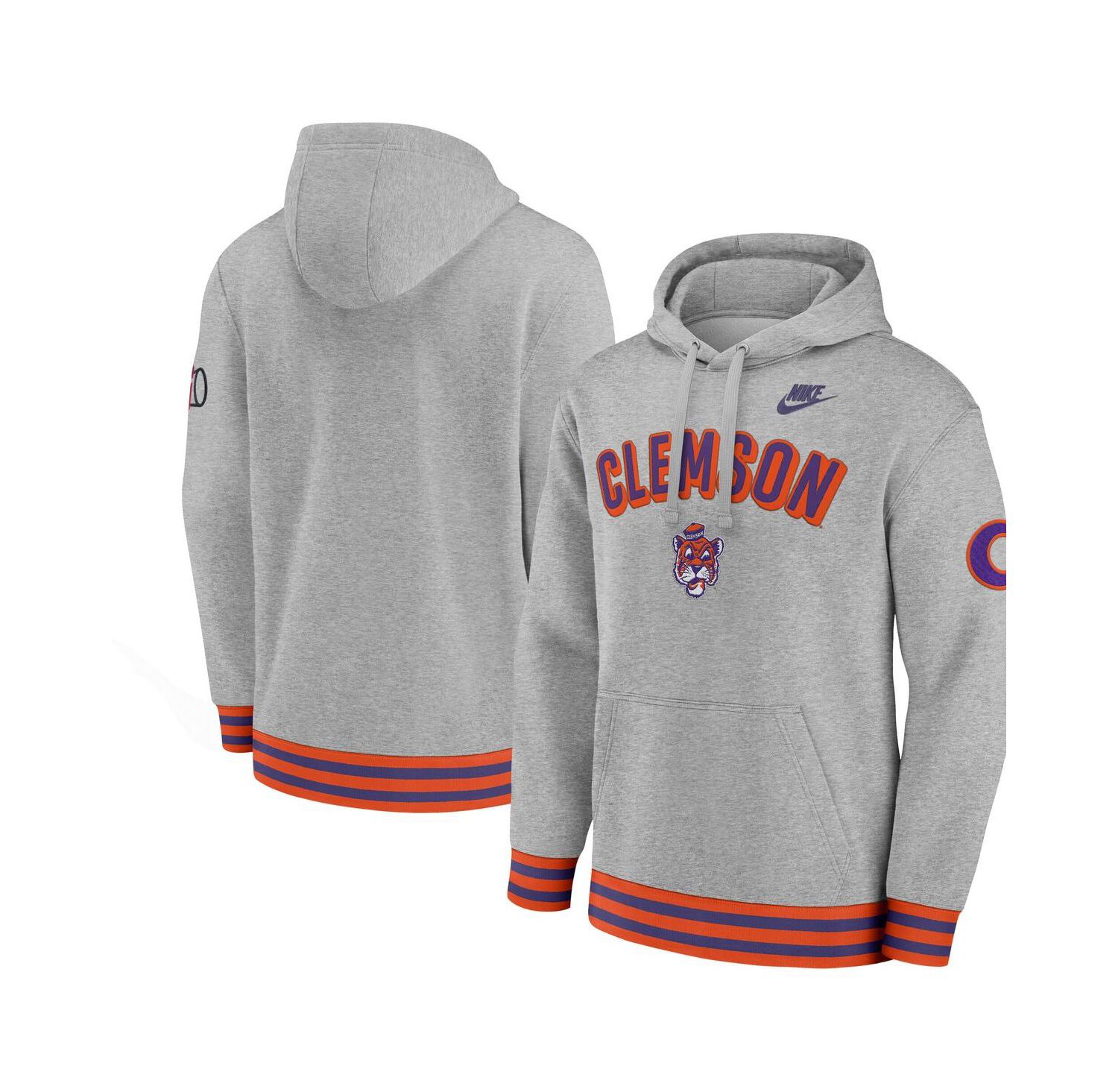 Men's Heather Gray Clemson Tigers Legacy Retro Pullover Hoodie