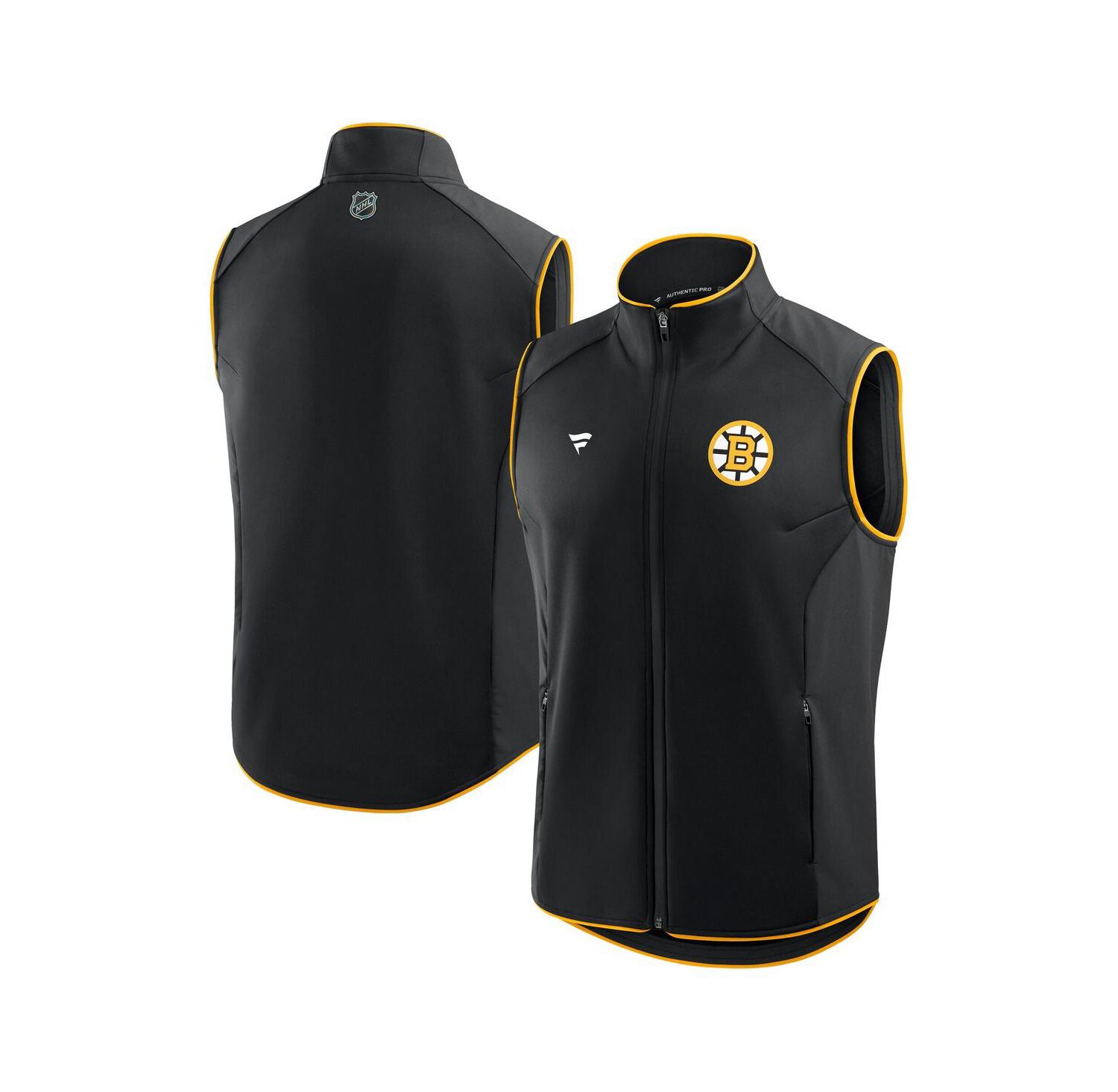 Men's Black Boston Bruins Authentic Pro Rink Full-Zip Vest
