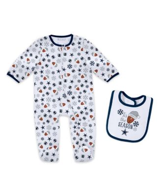 WEAR by Erin Andrews - Baby Boys and Girls Newborn 2-Piece Dallas Cowboys Holiday Full-Zip Sleeper and Bib Set