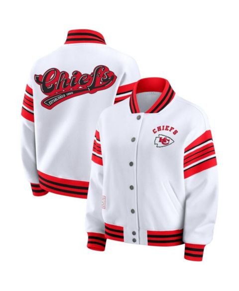 Женские худи WEAR by Erin Andrews Women's White Kansas City Chiefs Plus Size Full-Snap Fleece Sweatshirt Jacket