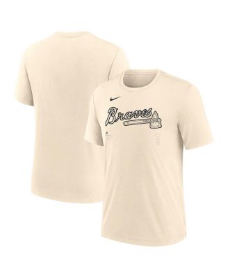 Nike - Men's Natural Atlanta Braves Wordmark Tri-Blend T-Shirt
