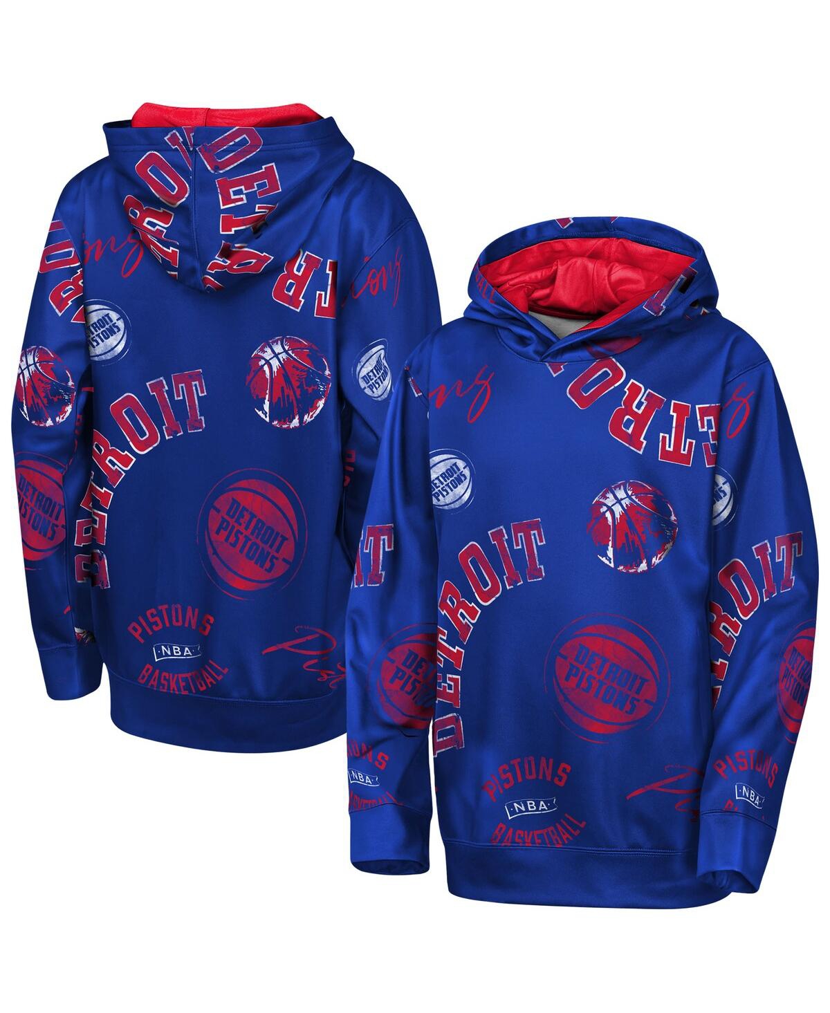 Outerstuff Big Boys and Girls Blue Detroit Pistons Moving Violation Hoodie