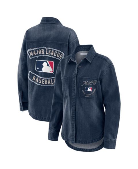Женские куртки WEAR by Erin Andrews Denim MLB Washed Oversized Denim Full-Snap Shacket