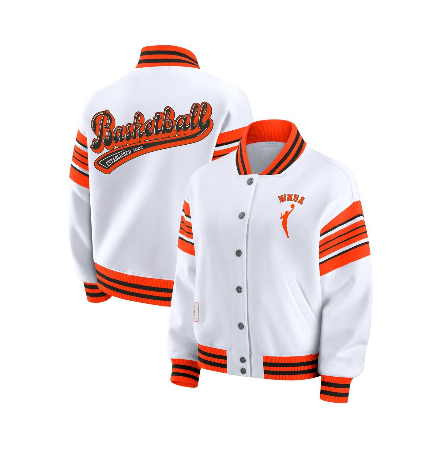 Женская куртка WEAR by Erin Andrews White/Orange WNBA Full-Snap Fleece Sweatshirt — фото 1
