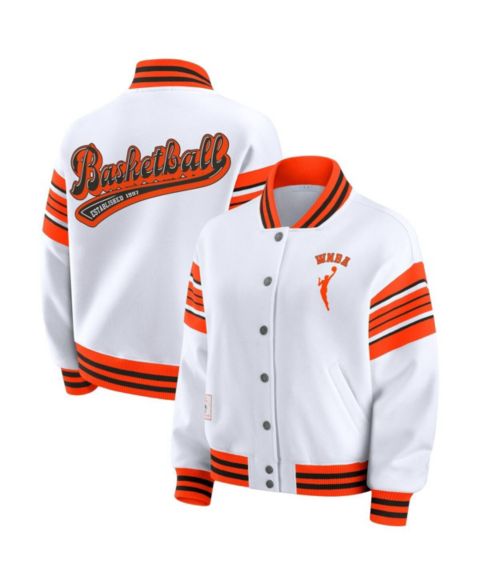 Женские худи WEAR by Erin Andrews Women's White/Orange WNBA Full-Snap Fleece Sweatshirt Jacket