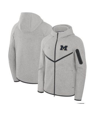 Jordan - Men's Gray Michigan Wolverines Tech Fleece Full-Zip Windrunner Hoodie