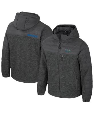 Colosseum - Men's Charcoal UCLA Bruins Nightman Full-Zip Hoodie Puffer Jacket