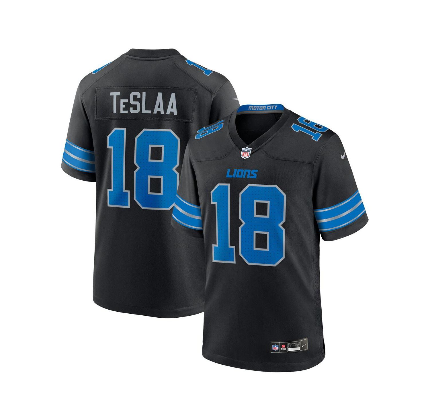 Men's Isaac TeSlaa Black Detroit Lions Alternate Game Player Jersey