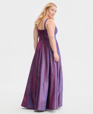 Trendy Plus Size Glitter V-Neck Sleeveless Gown
