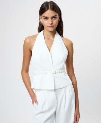 Women's Harry Suiting Belted Halter V-Neck Top