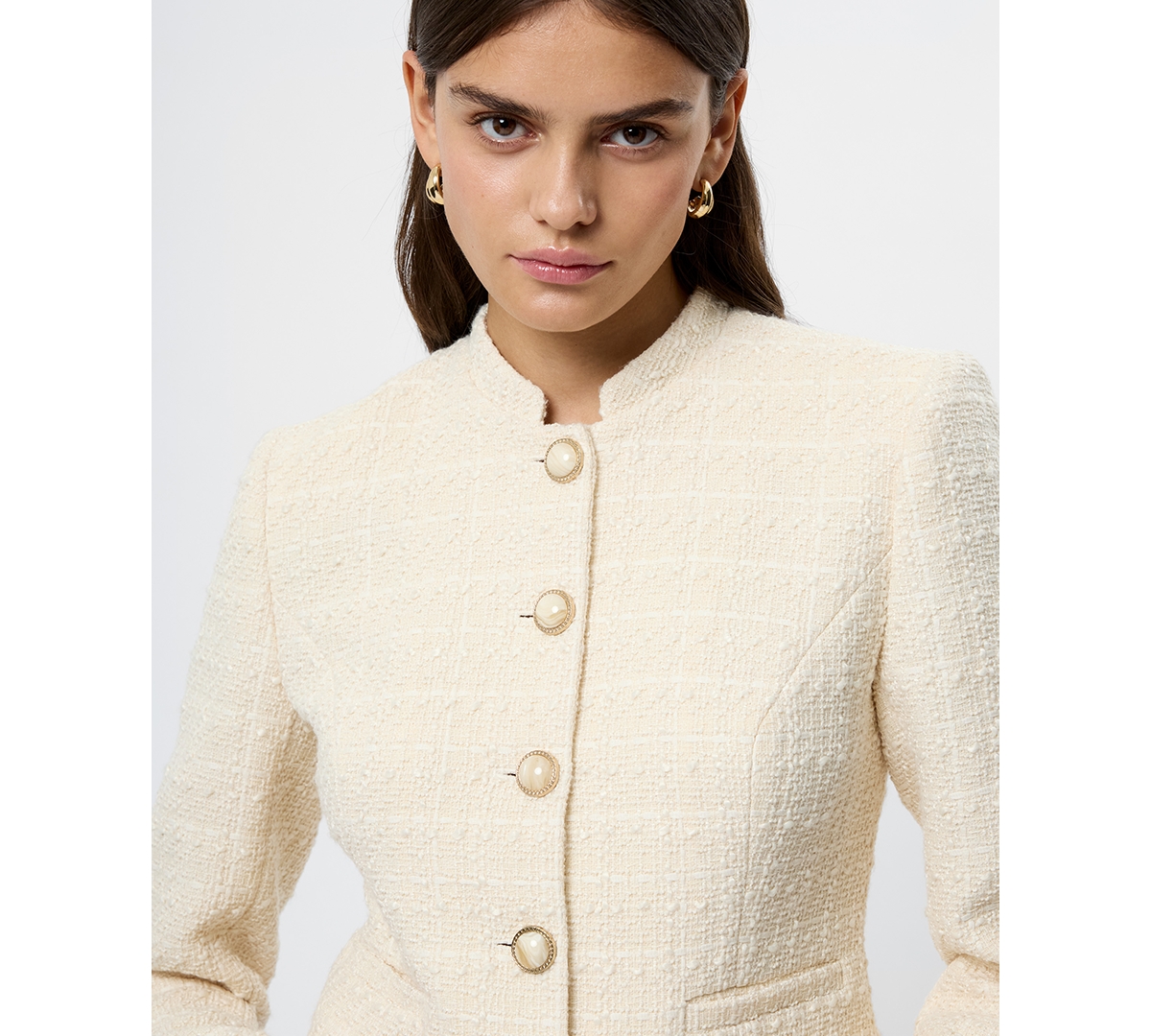French Connection Women's Structured Tweed Long-Sleeve Jacket