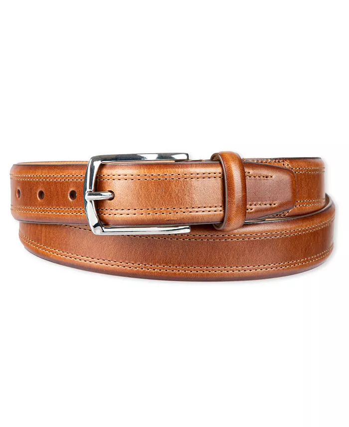 Men's Double Stitched Leather Dress Belt - thumbnail 6