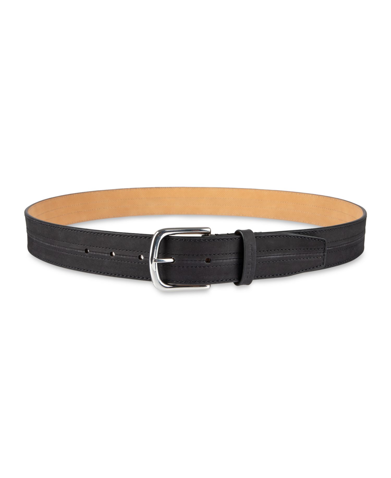 35MM Men's Seam-Stitched Leather Dress Belt