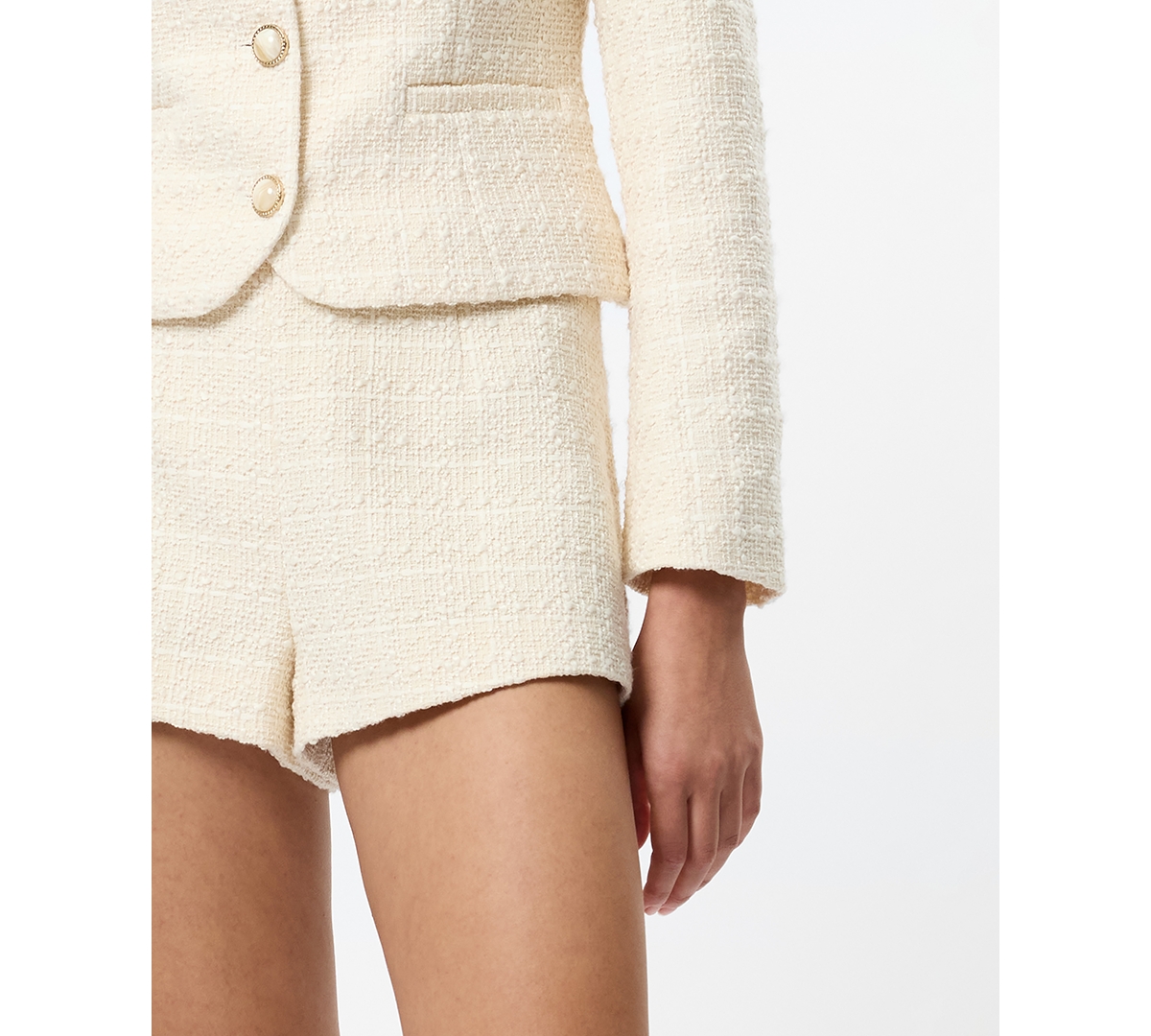 French Connection Women's Structured Curved Side Zipper Shorts In White