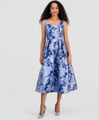 Women's Brocade Sleeveless Midi Dress