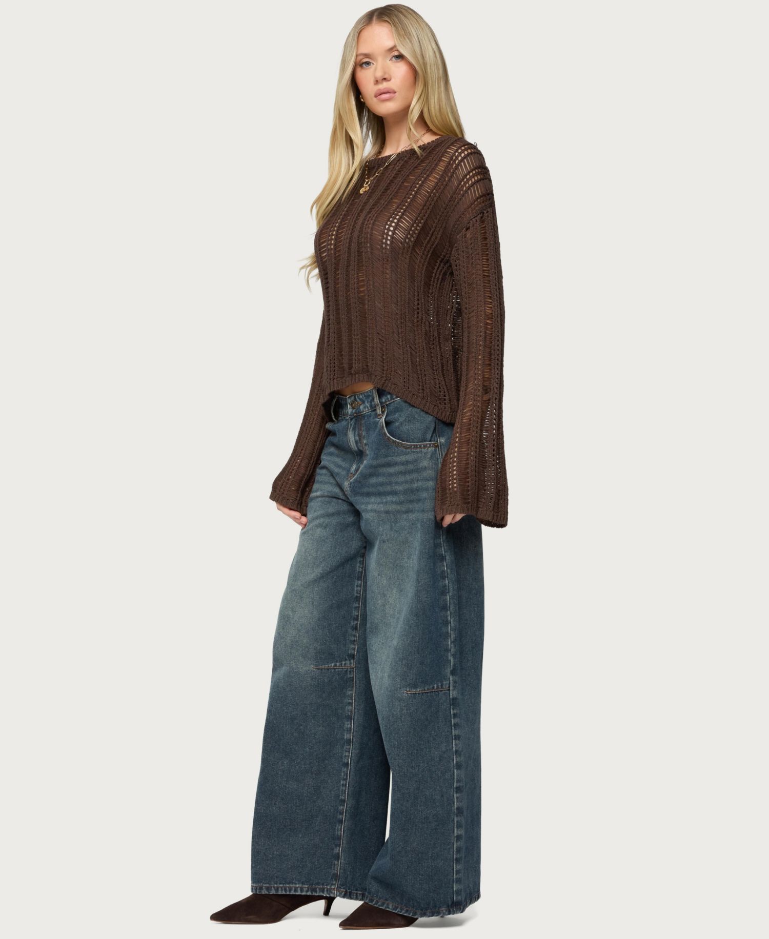 Women's Jaide Sheer Ladder Knit Sweater