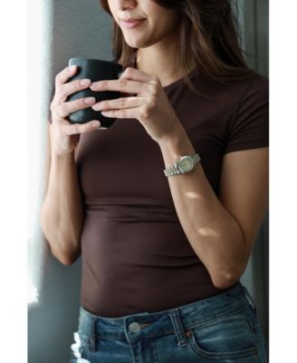 Women's Two-Tone 25mm Fluted Bezel Steel Bracelet Watch