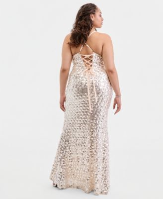 to the Dress Plus Size V-Neck Sequin Sleeveless Gown