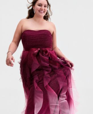 Trendy Plus Size Glitter Ombr&eacute; Petal-Skirt Ball Gown