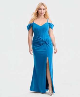 Trendy Plus Size Corset Twist-Front Sleeveless Gown