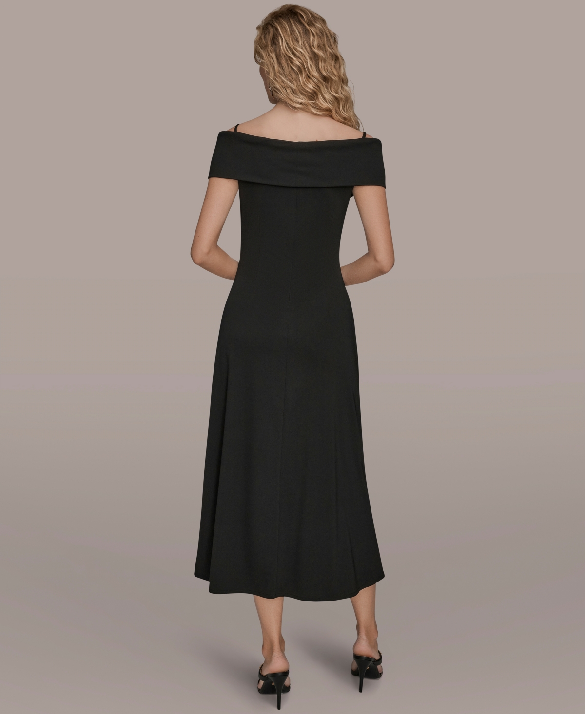 Donna Karan New York Off The Shoulder Midi Dress In Black